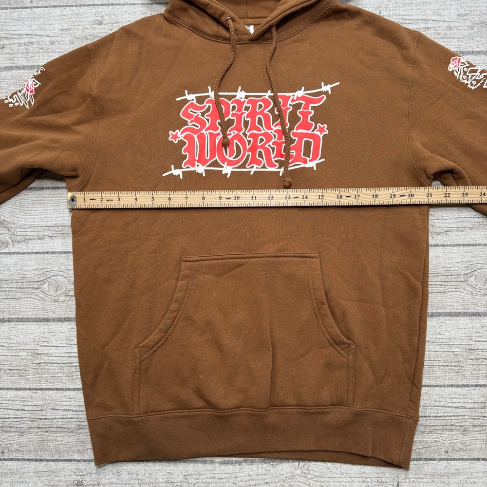 SpiritWorld Helldorado Hoodie Men's Medium Brown Fleece Streetwear Grunge Tattoo - Picture 3 of 6